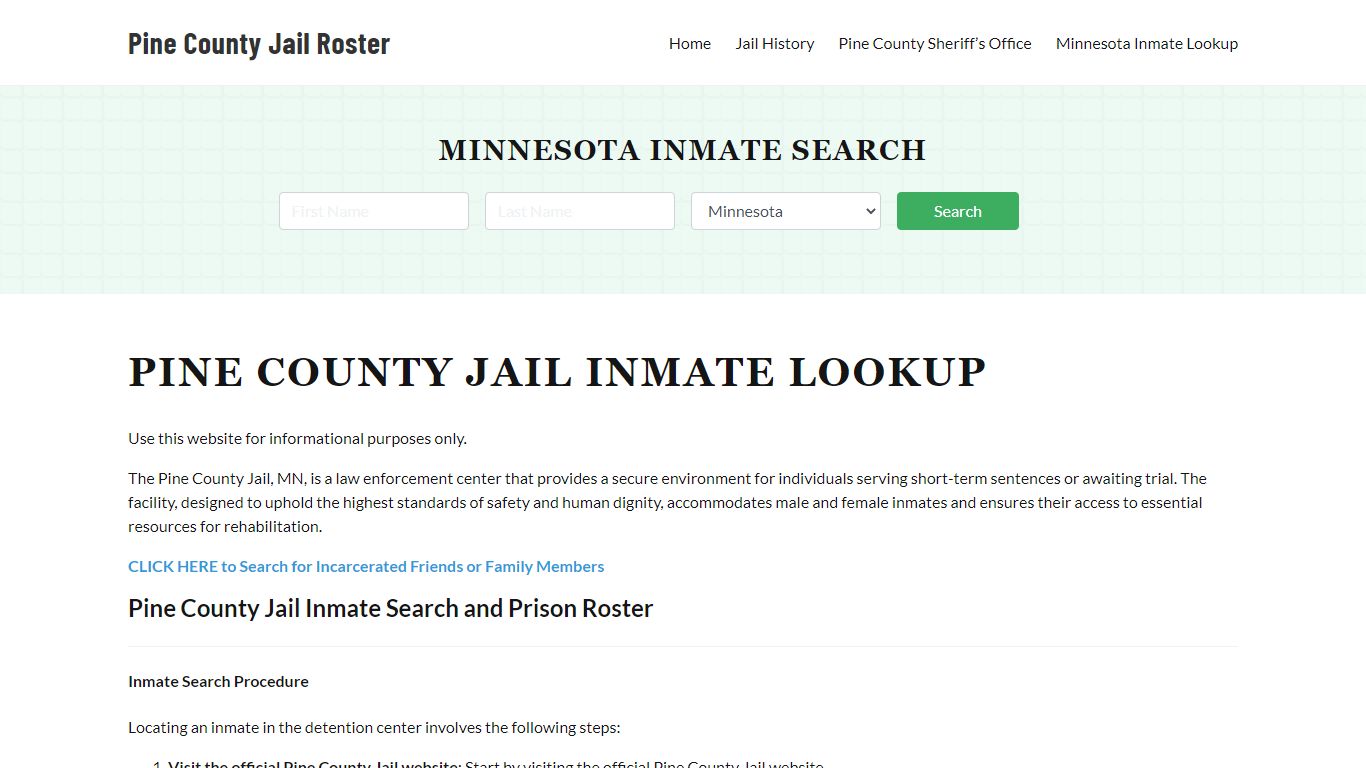 Pine County Jail Roster Lookup, MN, Inmate Search